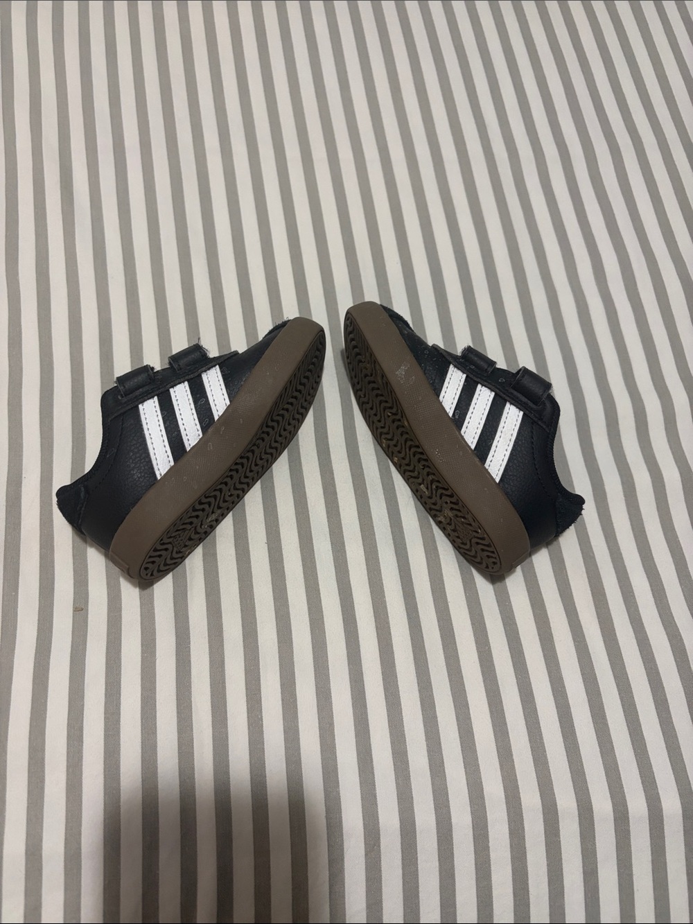 adidas Kids Black Sneakers with White Stripes